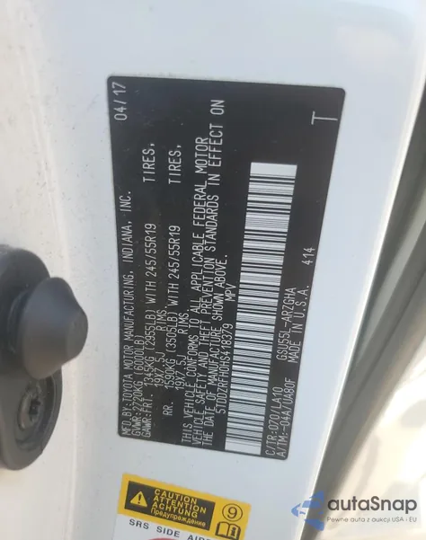 2017 Toyota Highlander Limited from USA, damaged, VIN 5TDDZRFH0HS418379